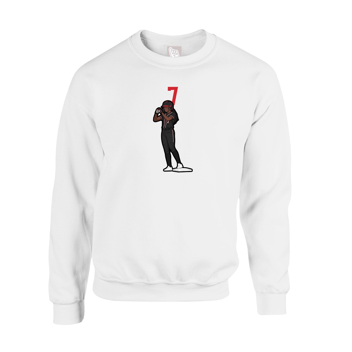 Fleece Crew — Number Top in White