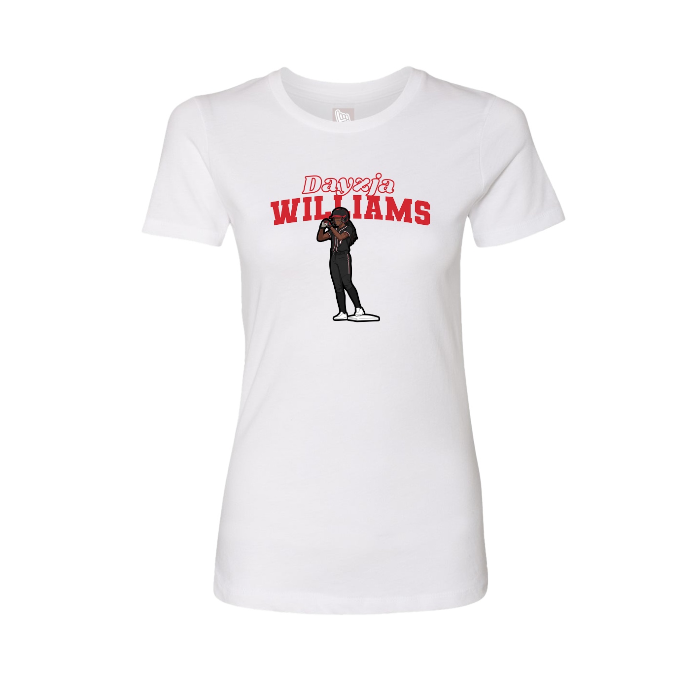 Fitted Women's Tee — Name Arch in White