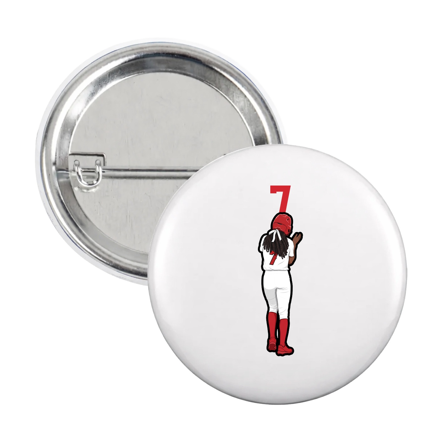 Game Day Button — Number Top in White