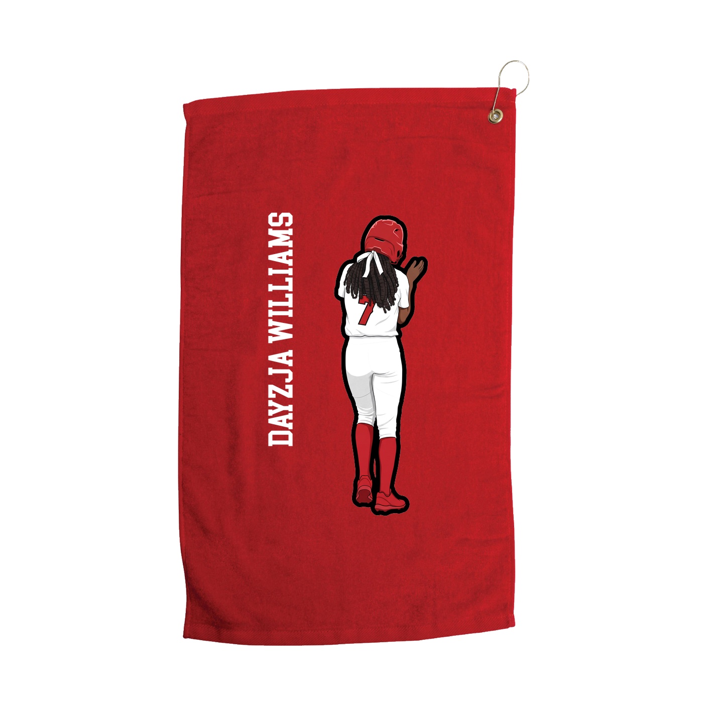 Golf Towel — Name Vertical in Red