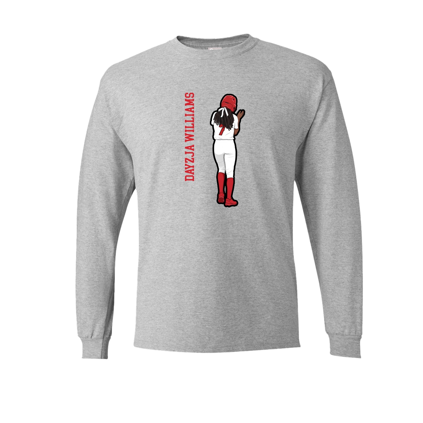 Long Sleeve Tee — Name Vertical in Grey