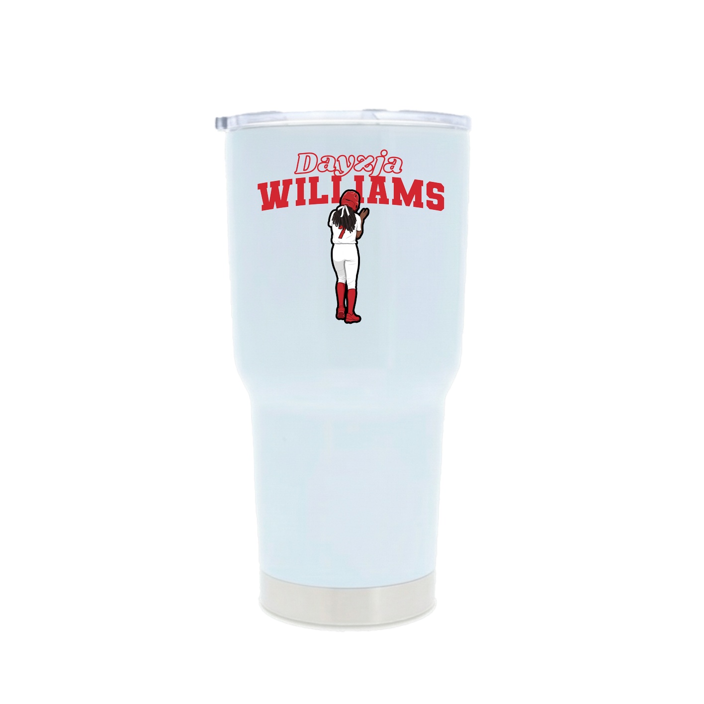 30oz Stainless Steel Tumbler — Name Arch in White