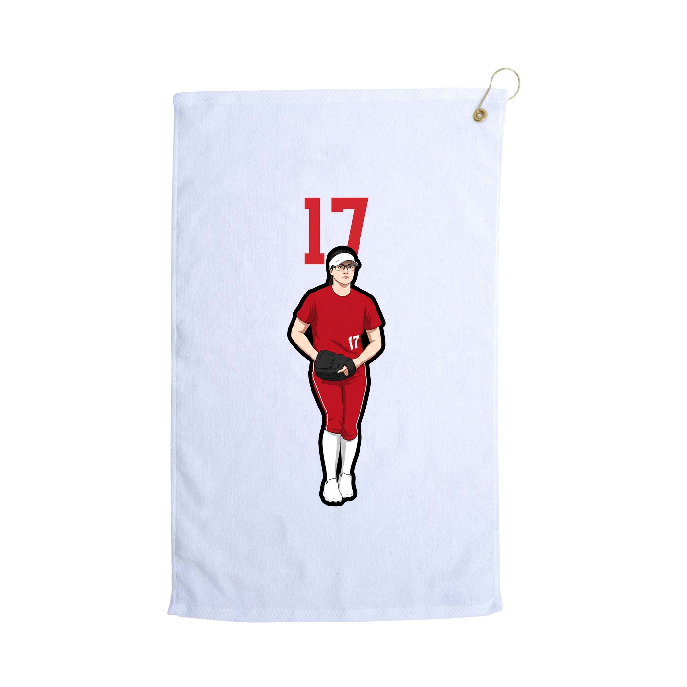 Golf Towel — Number Top in White