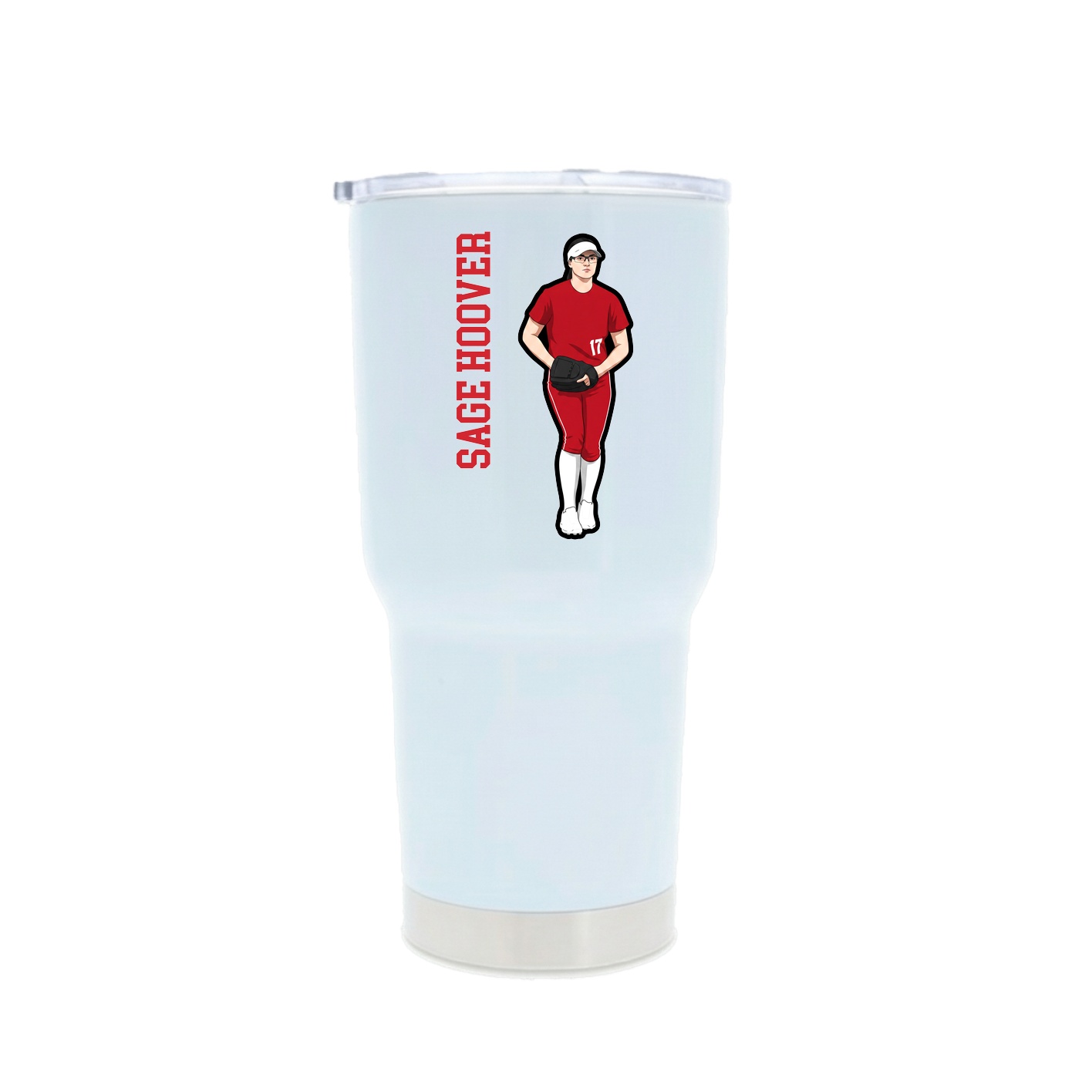 30oz Stainless Steel Tumbler — Name Vertical in White