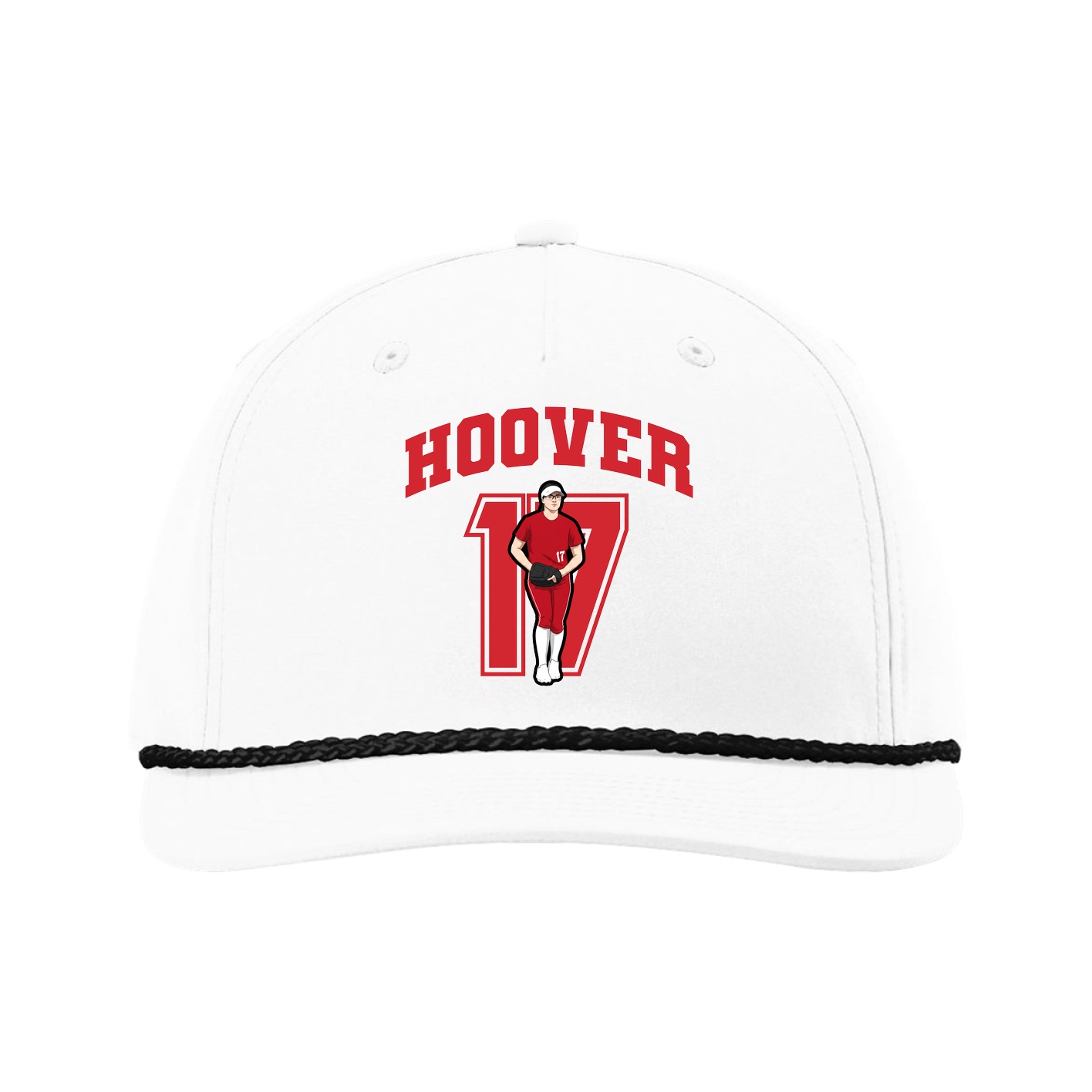 Five-Panel Classic Rope Cap — Number in White