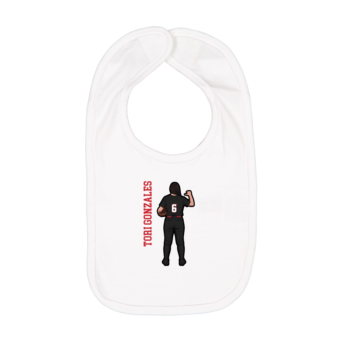 Infant Bib — Name Vertical in White