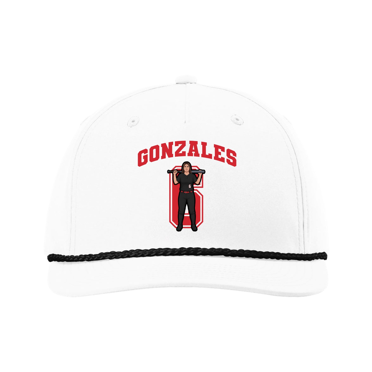 Five-Panel Classic Rope Cap — Number in White