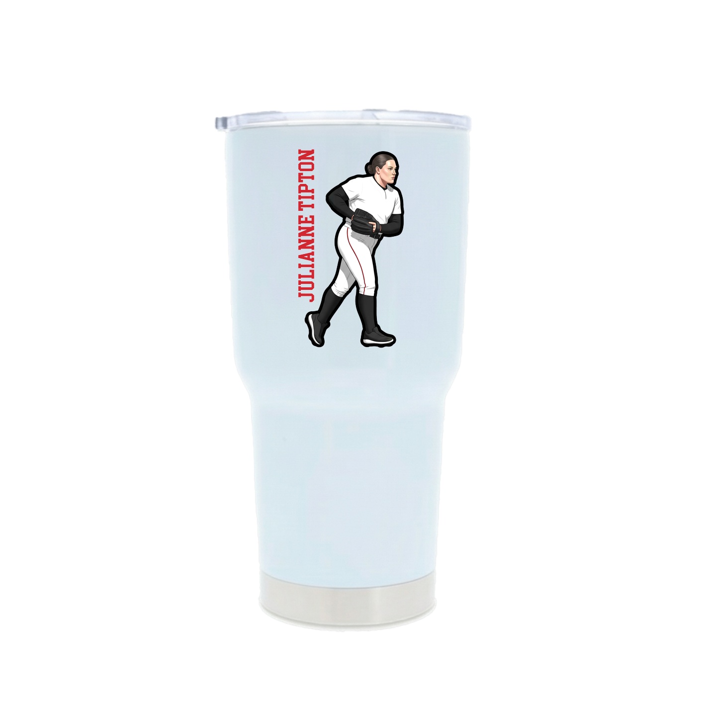 30oz Stainless Steel Tumbler — Name Vertical in White