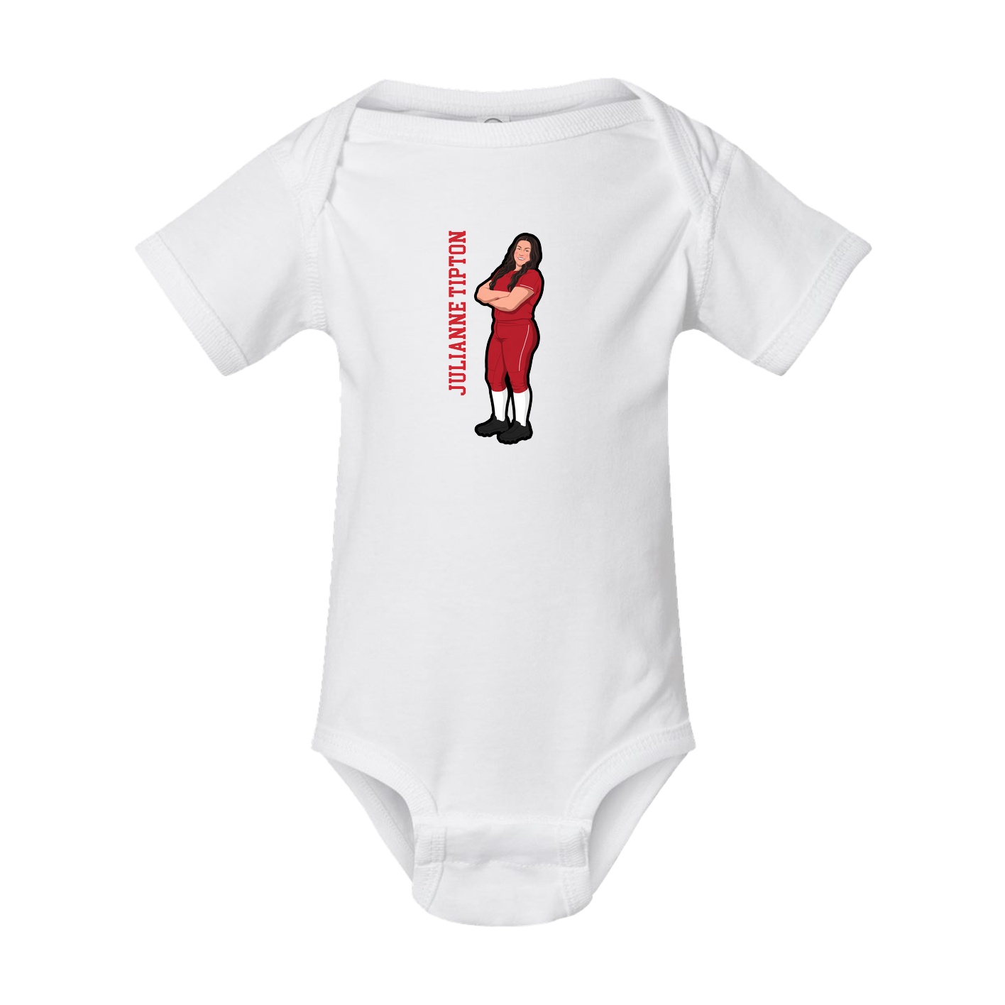 Baby Onesie — Name Vertical in White