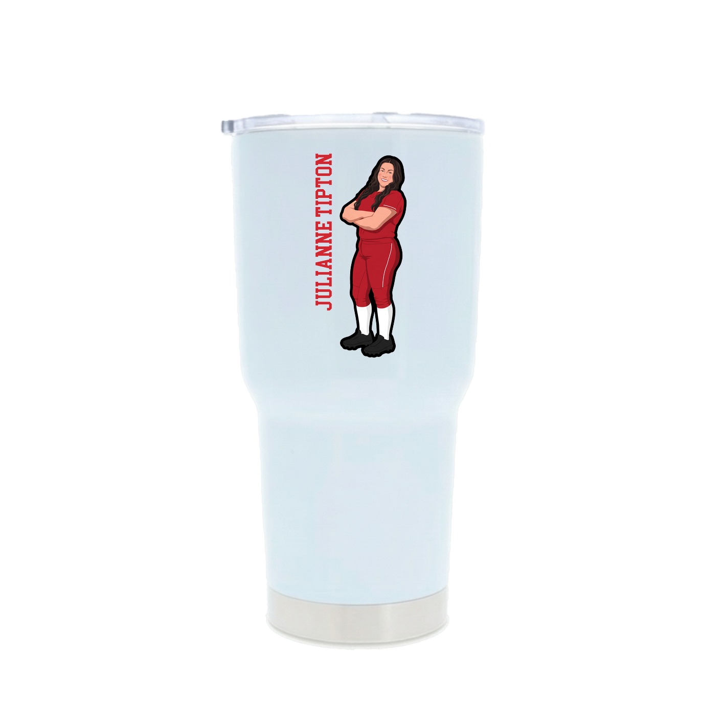 30oz Stainless Steel Tumbler — Name Vertical in White