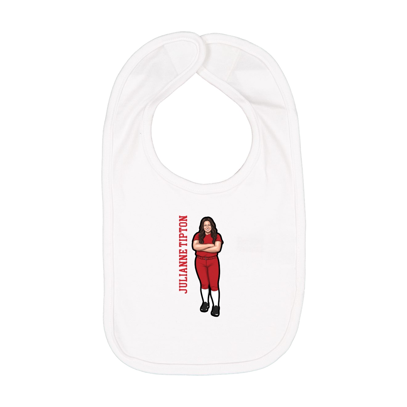 Infant Bib — Name Vertical in White