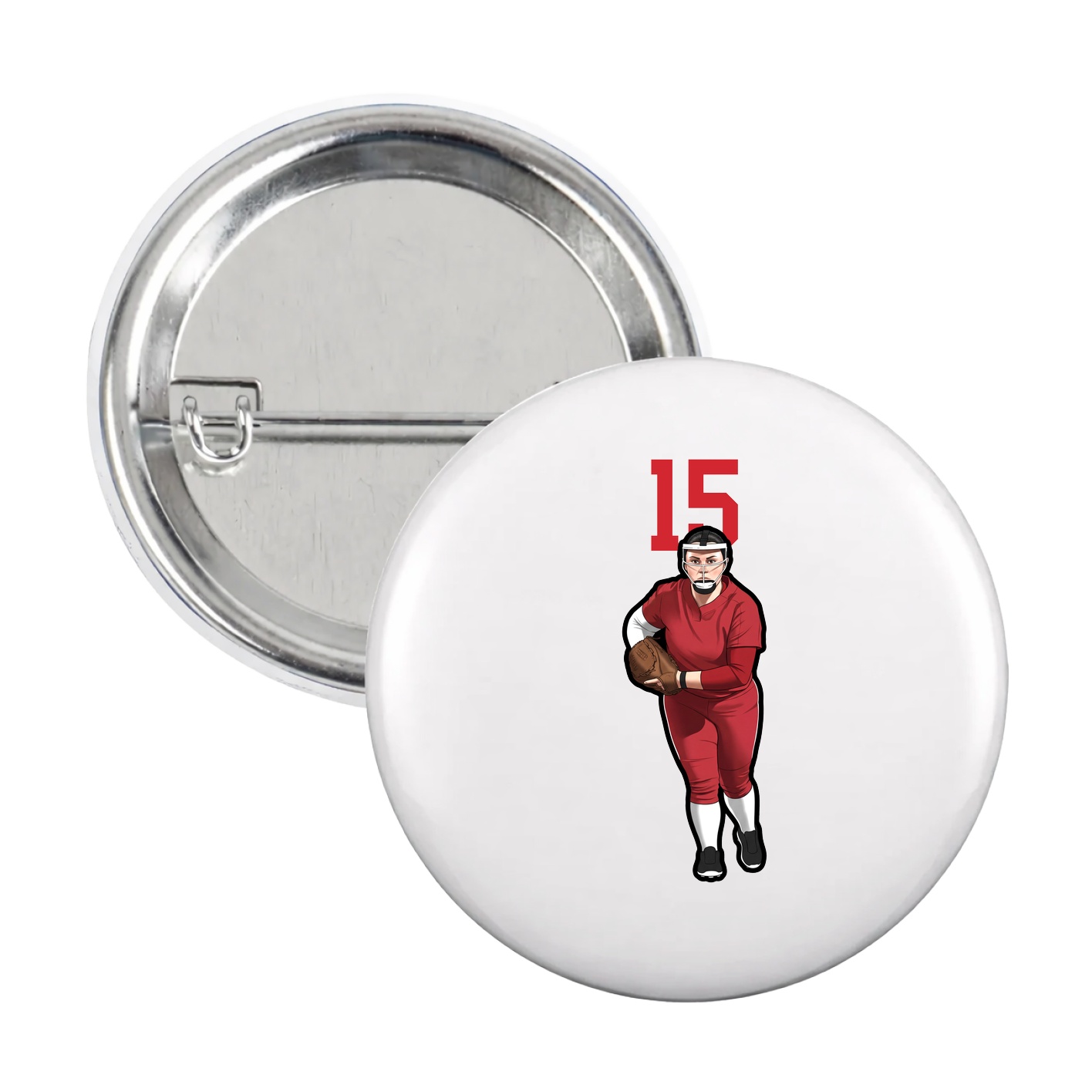 Game Day Button — Number Top in White