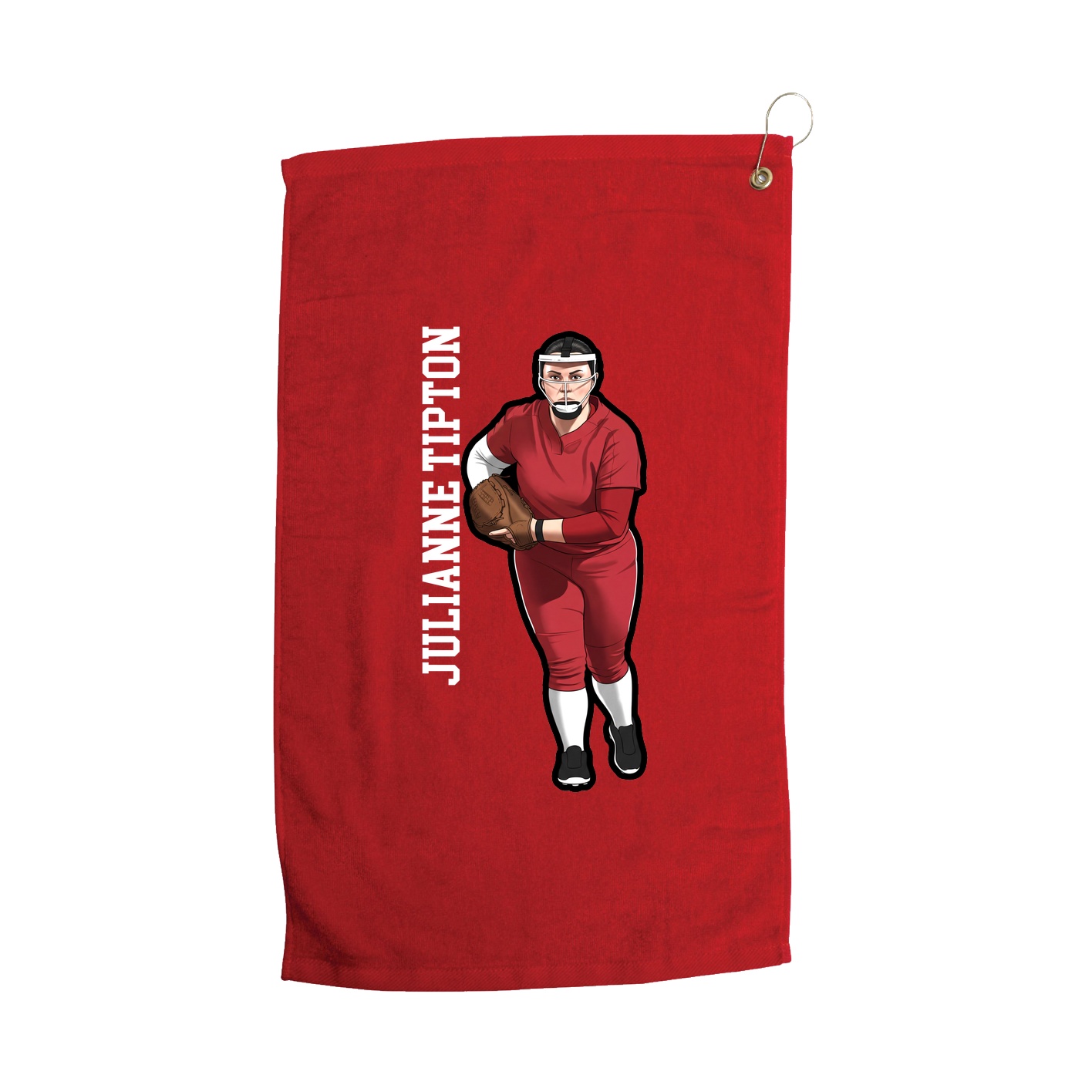 Golf Towel — Name Vertical in Red