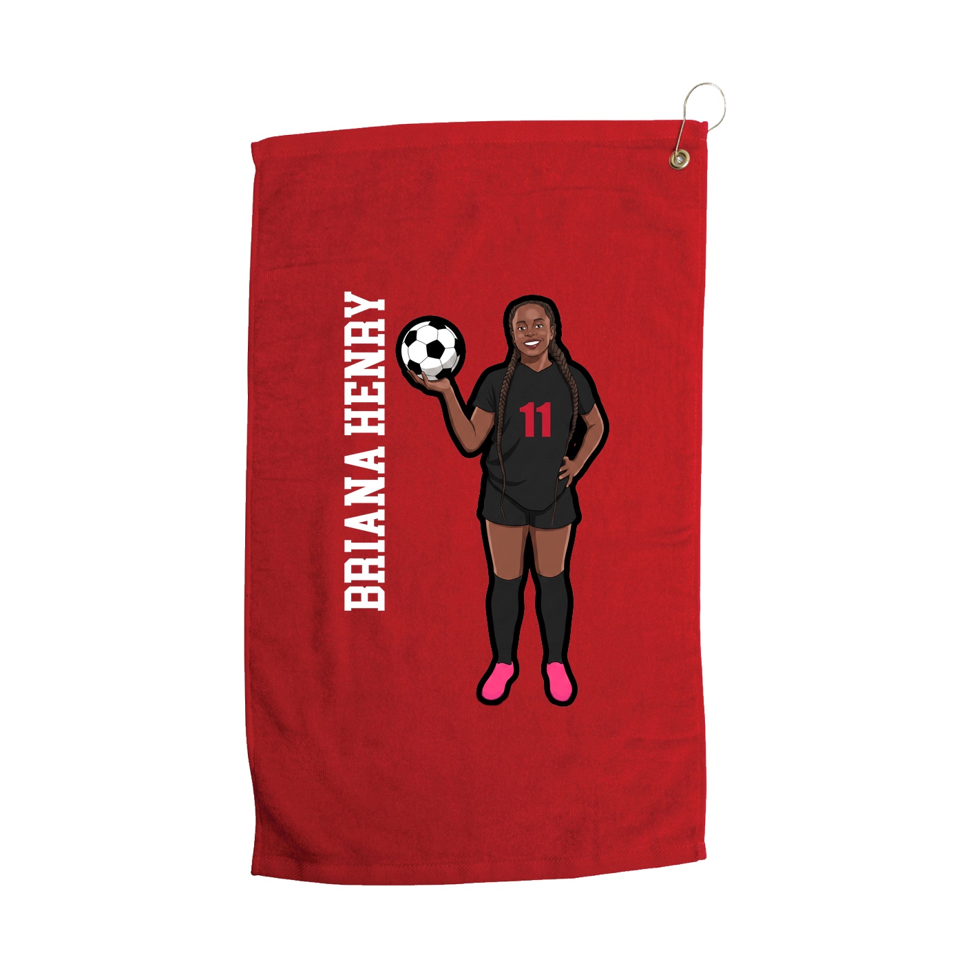 Golf Towel — Name Vertical in Red