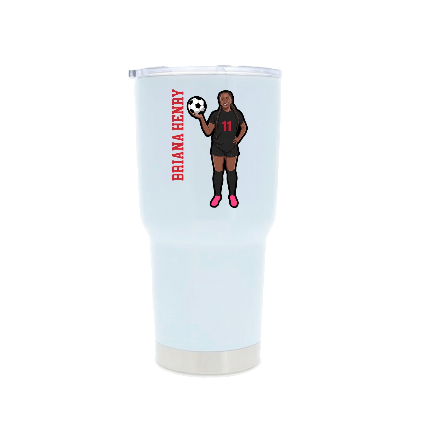 30oz Stainless Steel Tumbler — Name Vertical in White