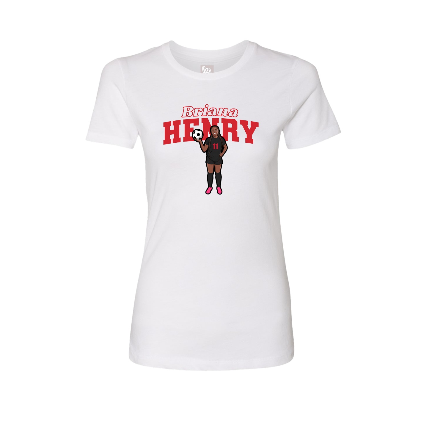 Fitted Women's Tee — Name Arch in White