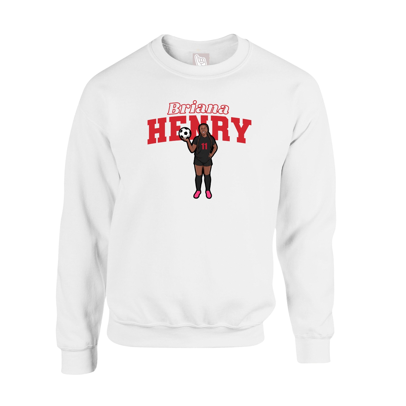Fleece Crew — Name Arch in White