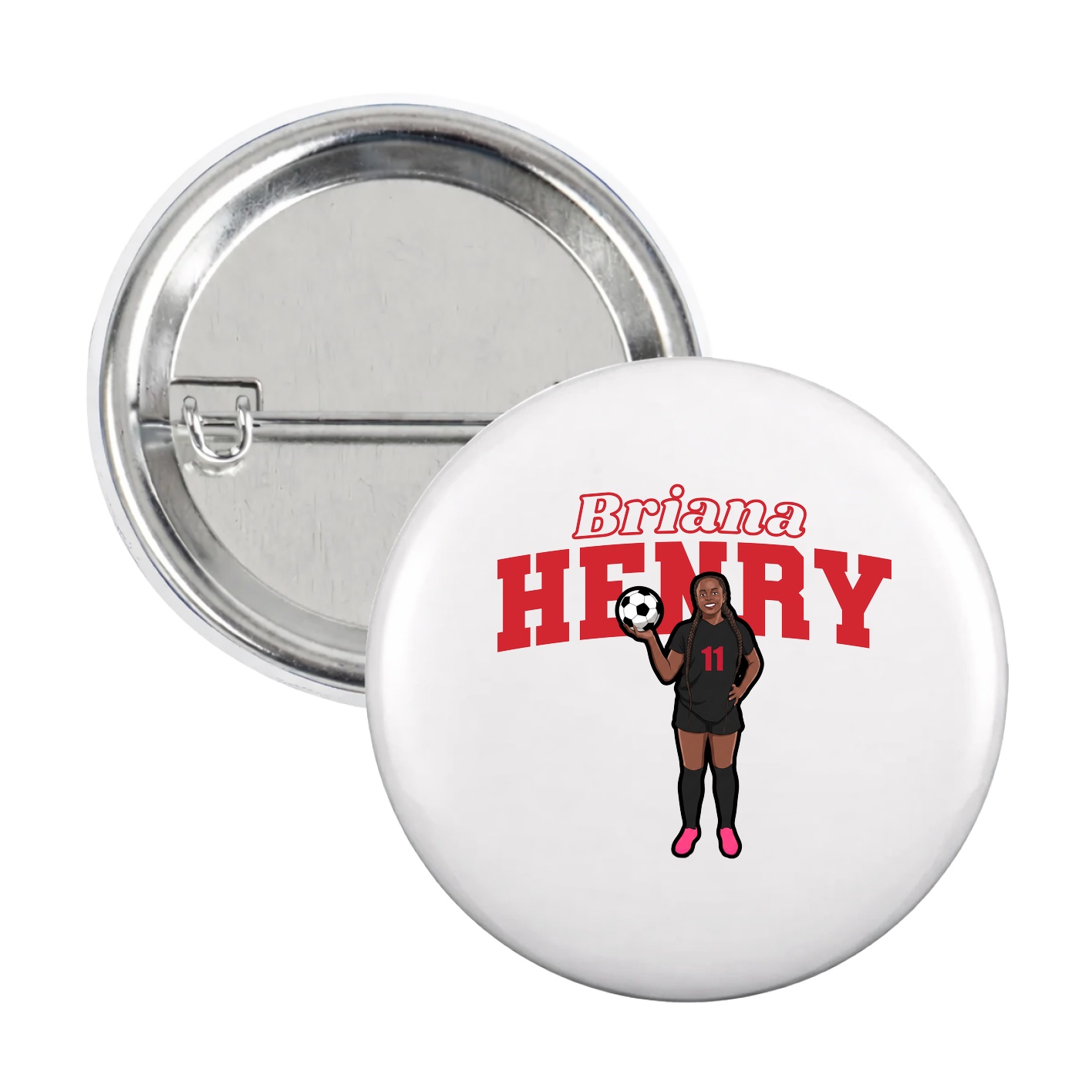 Game Day Button — Name Arch in White