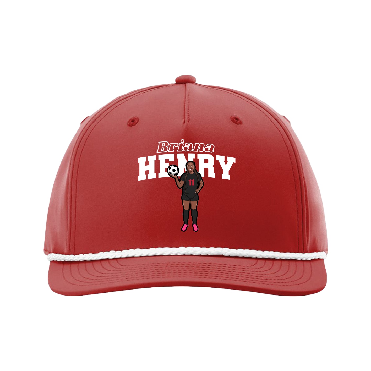 Five-Panel Classic Rope Cap — Name Arch in Red
