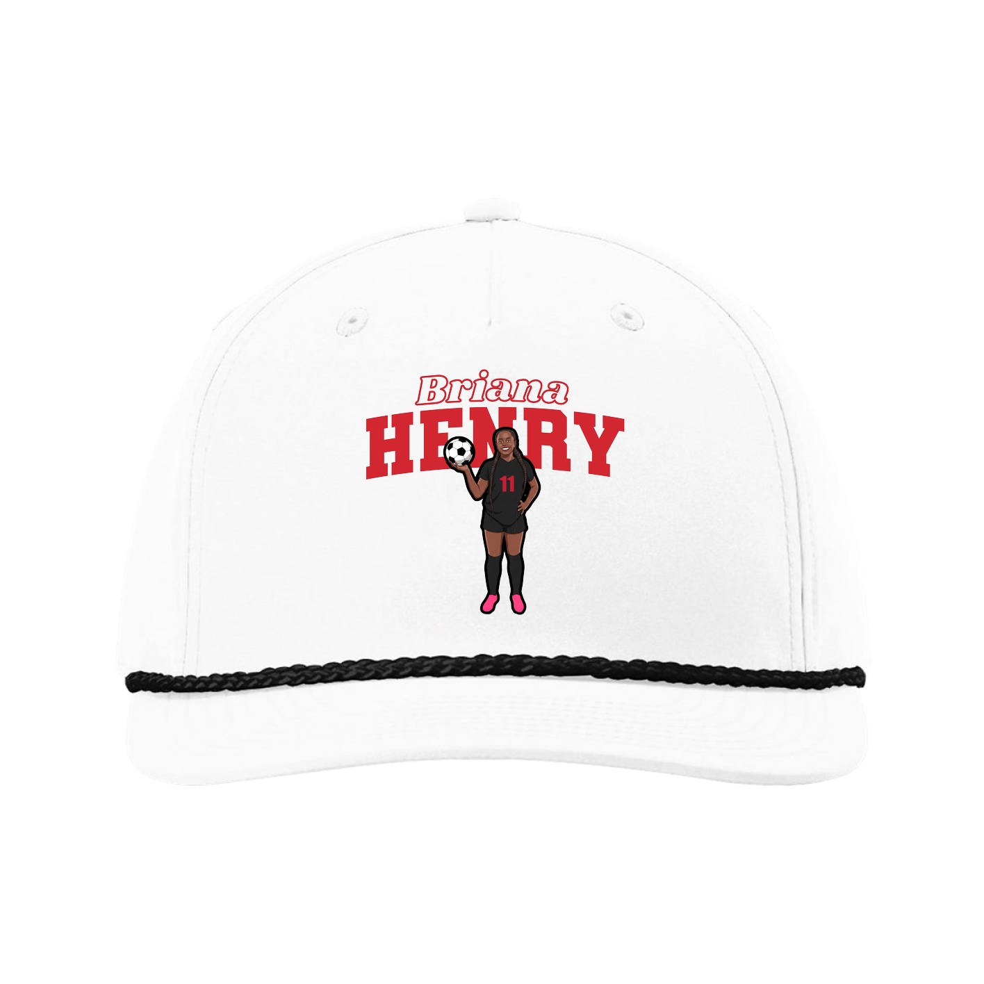 Five-Panel Classic Rope Cap — Name Arch in White