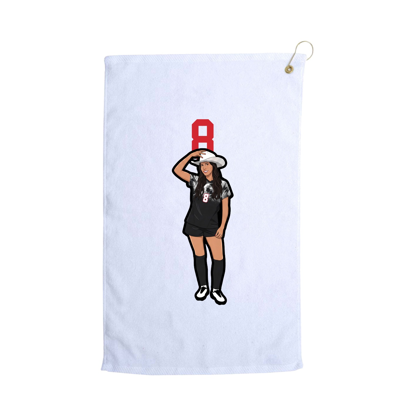 Golf Towel — Number Top in White