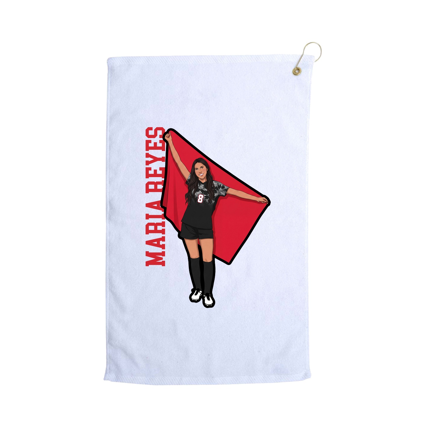 Golf Towel — Name Vertical in White