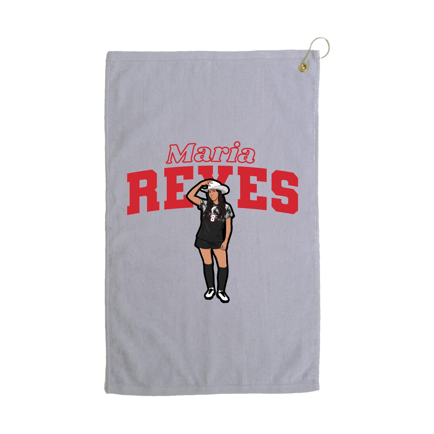 Golf Towel — Name Arch in Grey