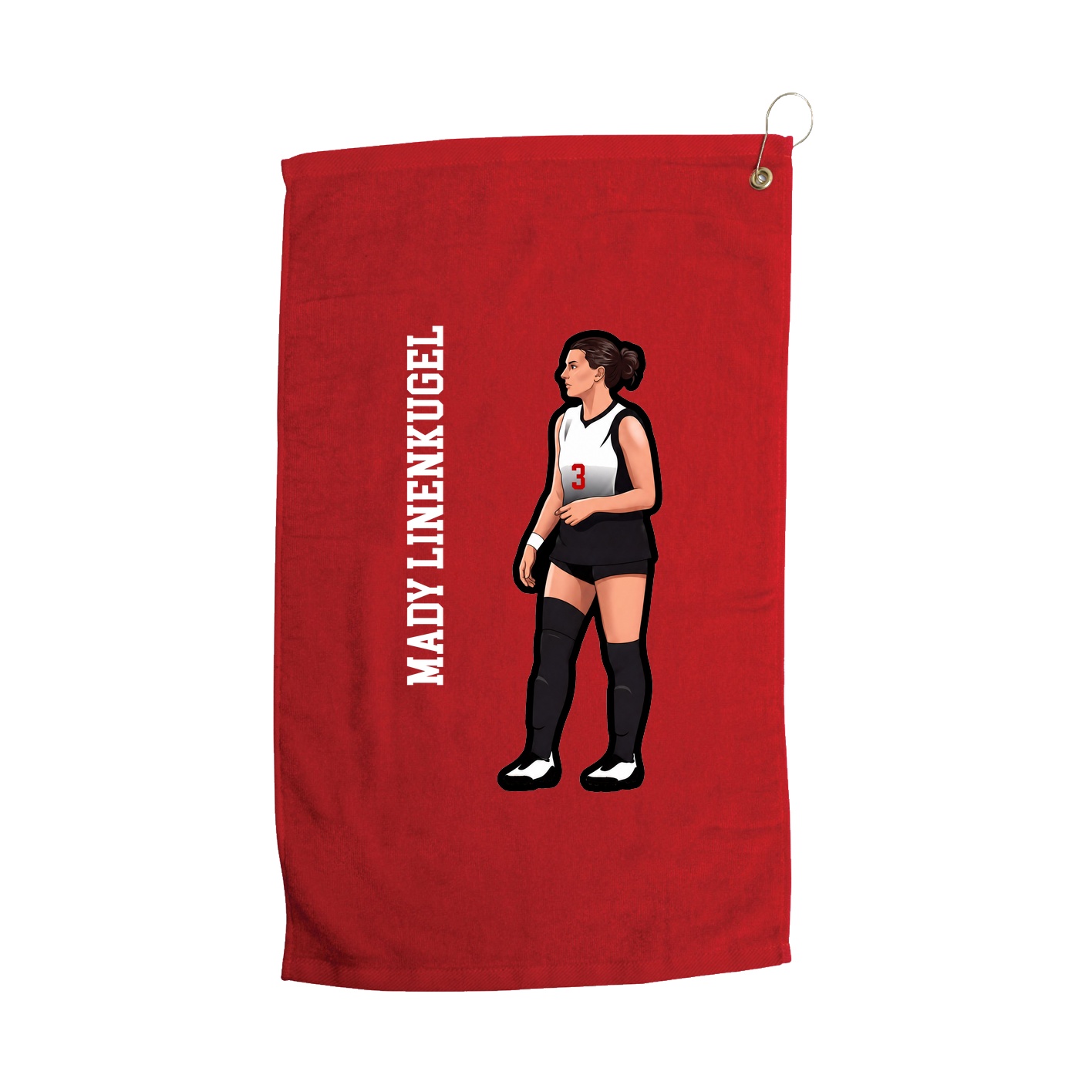 Golf Towel — Name Vertical in Red