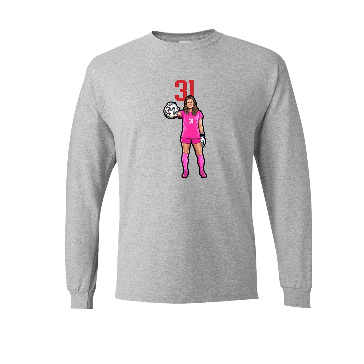 Long Sleeve Tee — Number Top in Grey