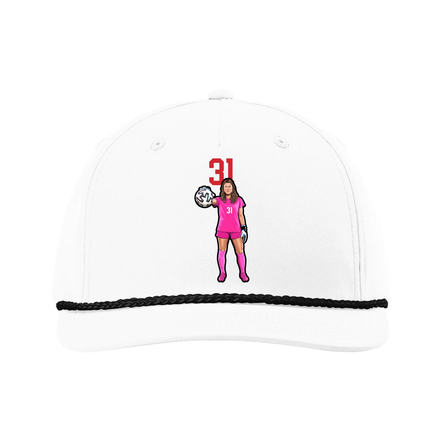 Five-Panel Classic Rope Cap — Number Top in White