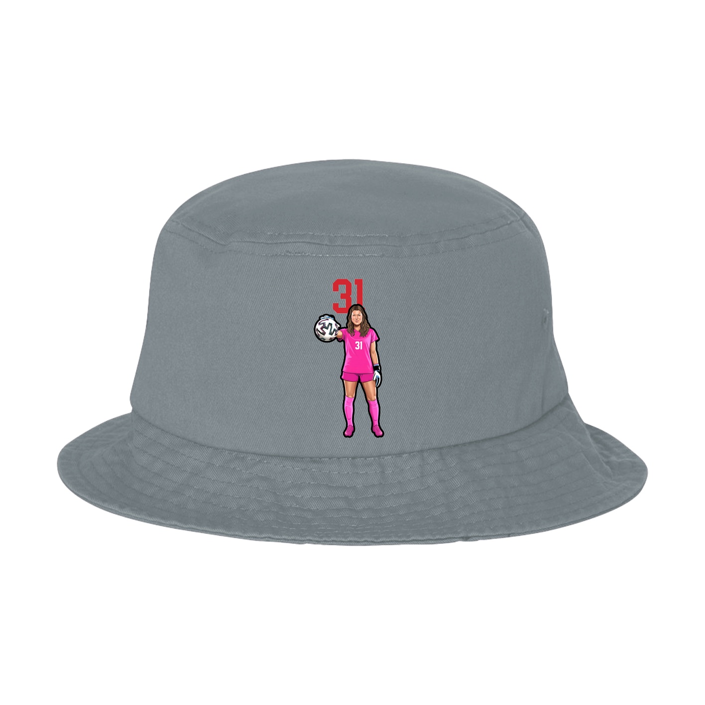 Bucket Cap — Number Top in Grey