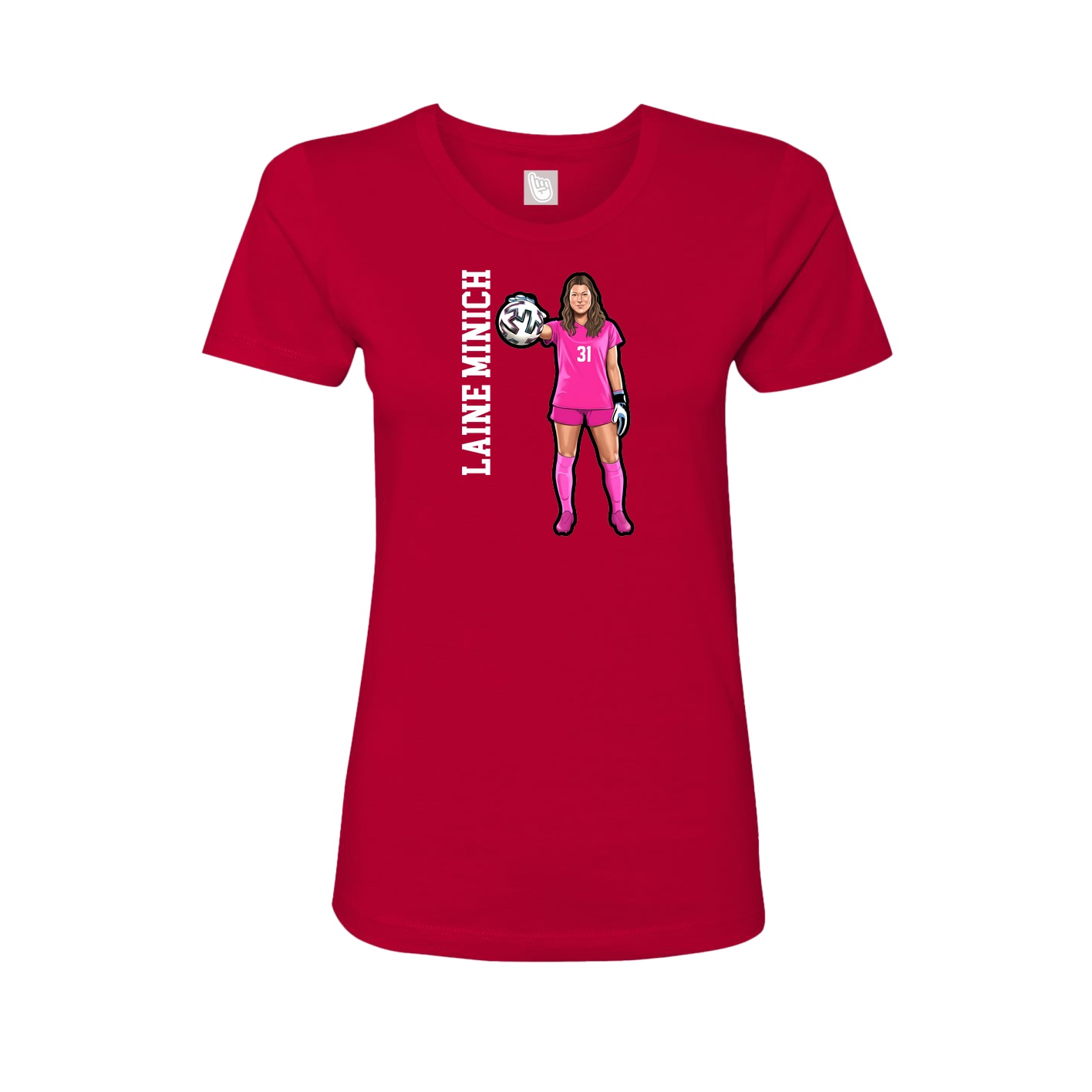 Womens Tee — Name Vertical in Red