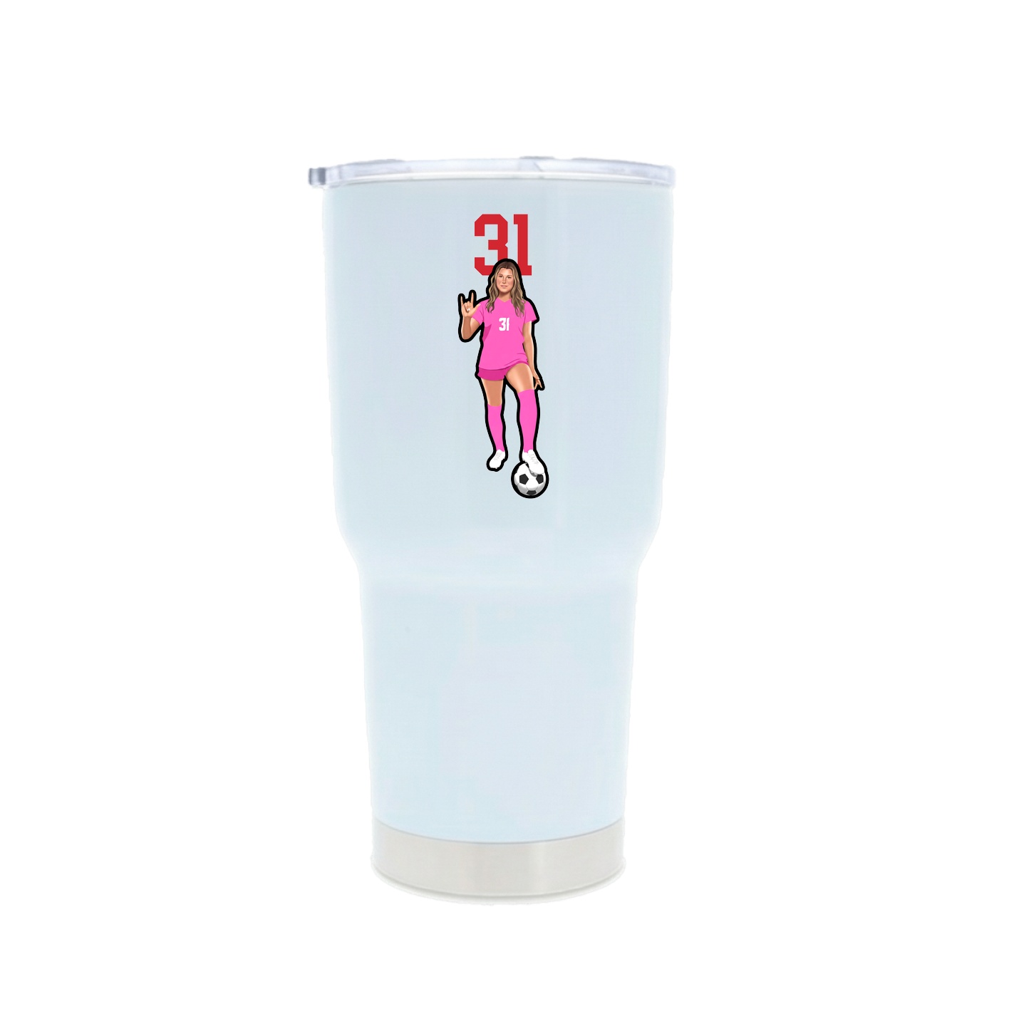 30oz Stainless Steel Tumbler — Number Top in White