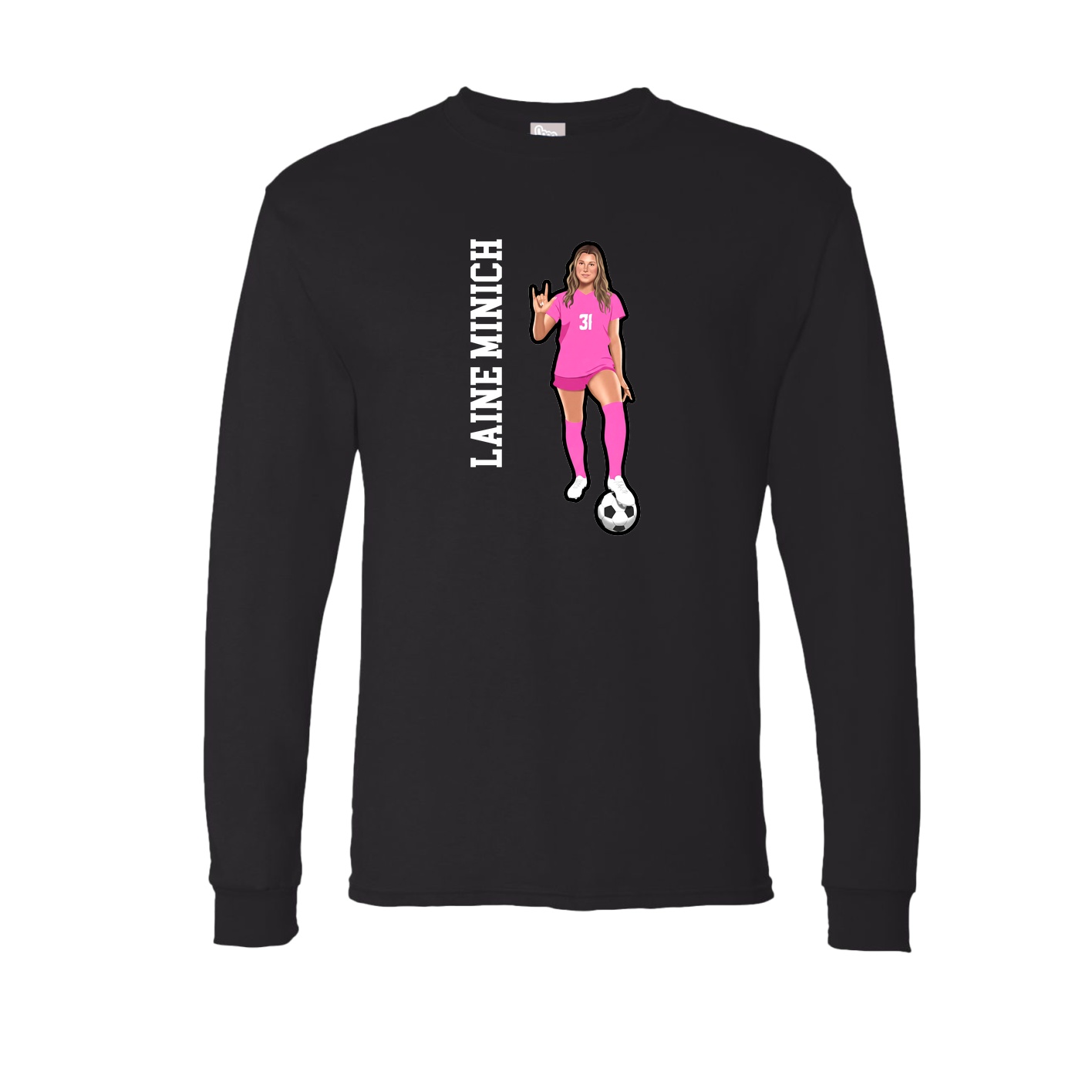Long Sleeve Tee — Name Vertical in Black