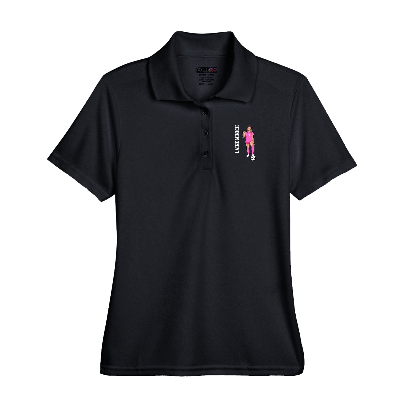Performance Polo — Name Vertical in Black