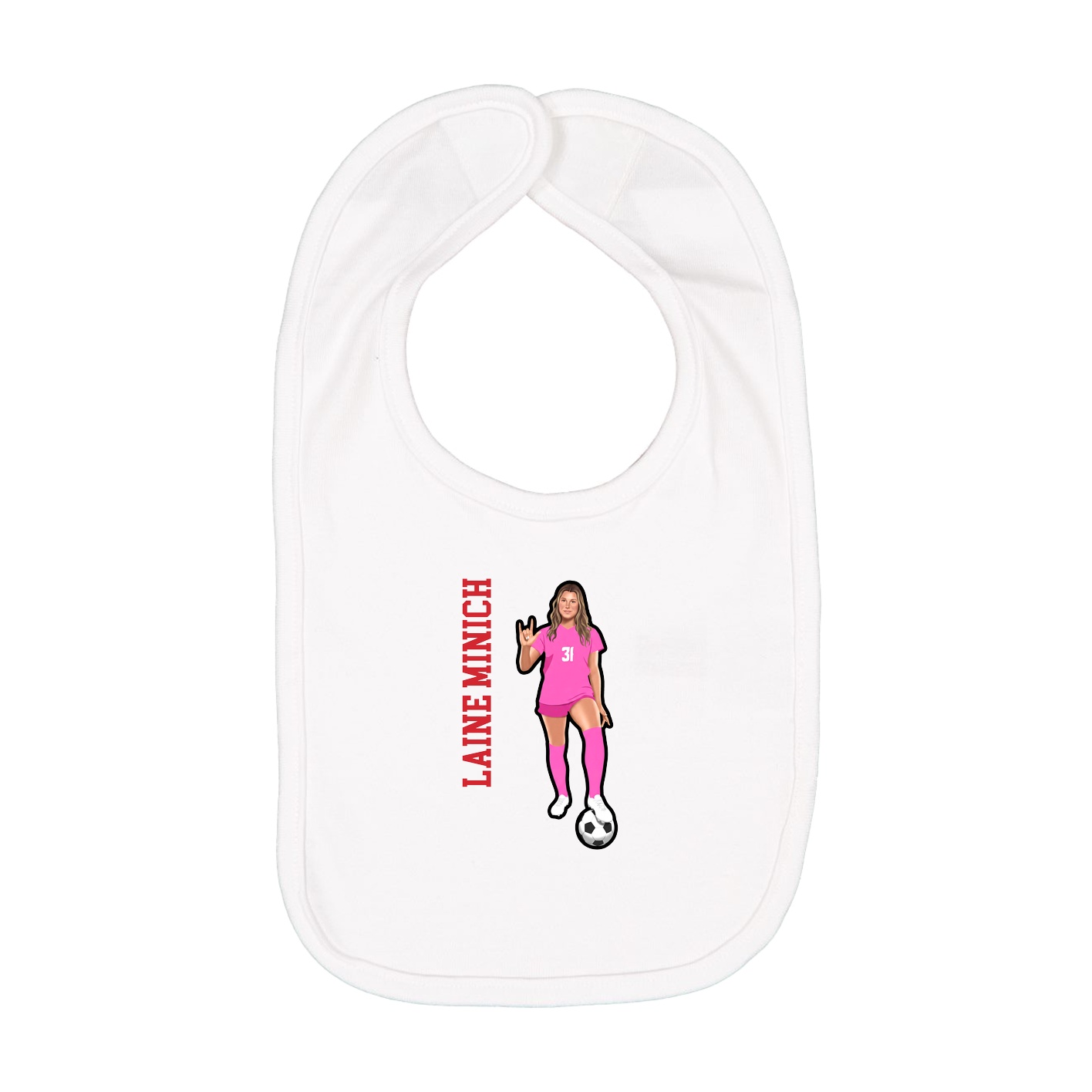Infant Bib — Name Vertical in White