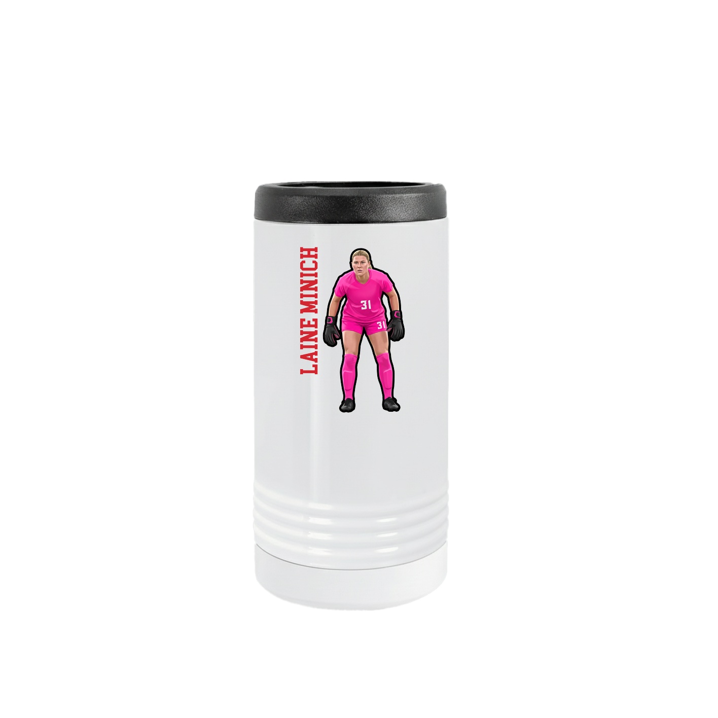 Slim Beverage Holder — Name Vertical in White