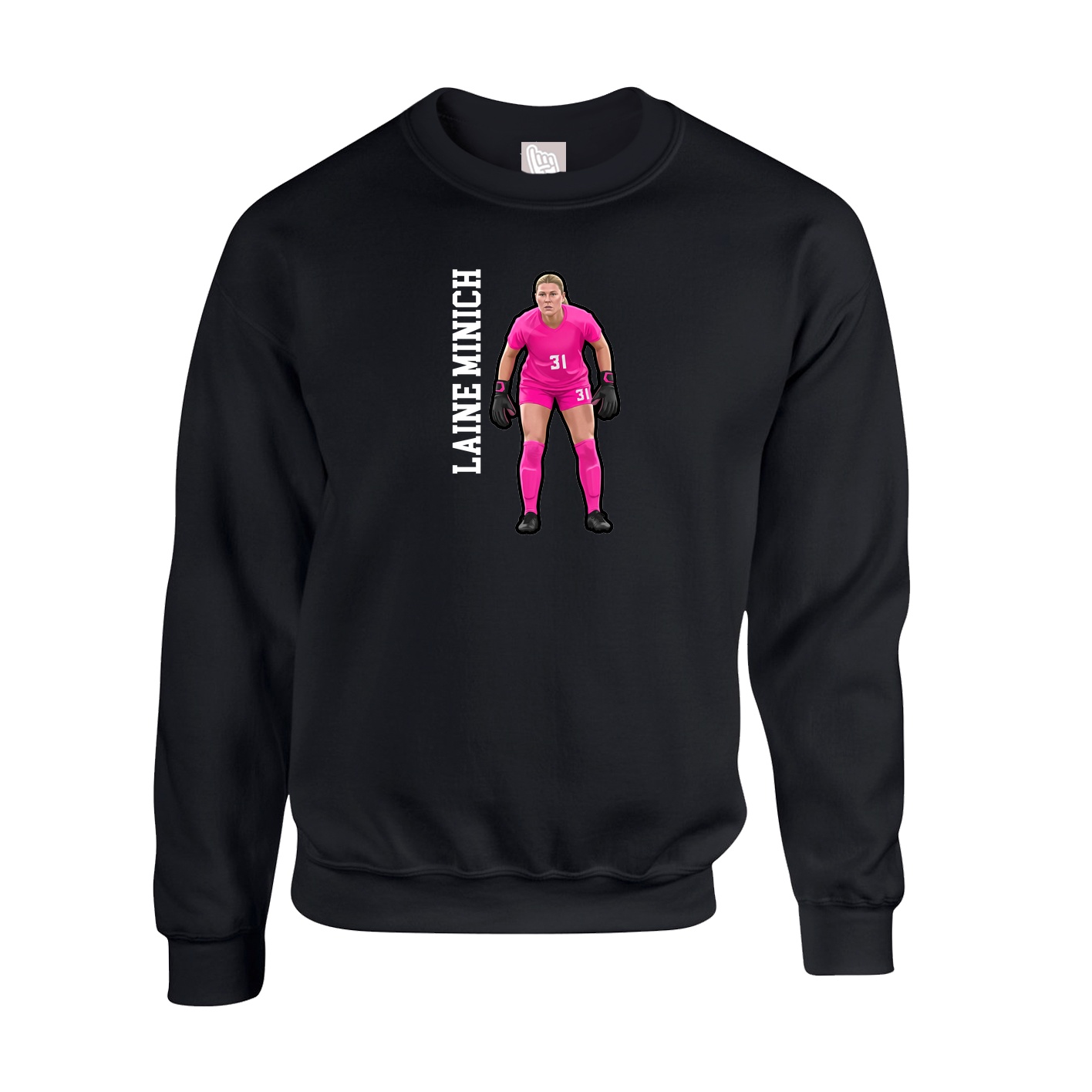 Fleece Crew — Name Vertical in Black