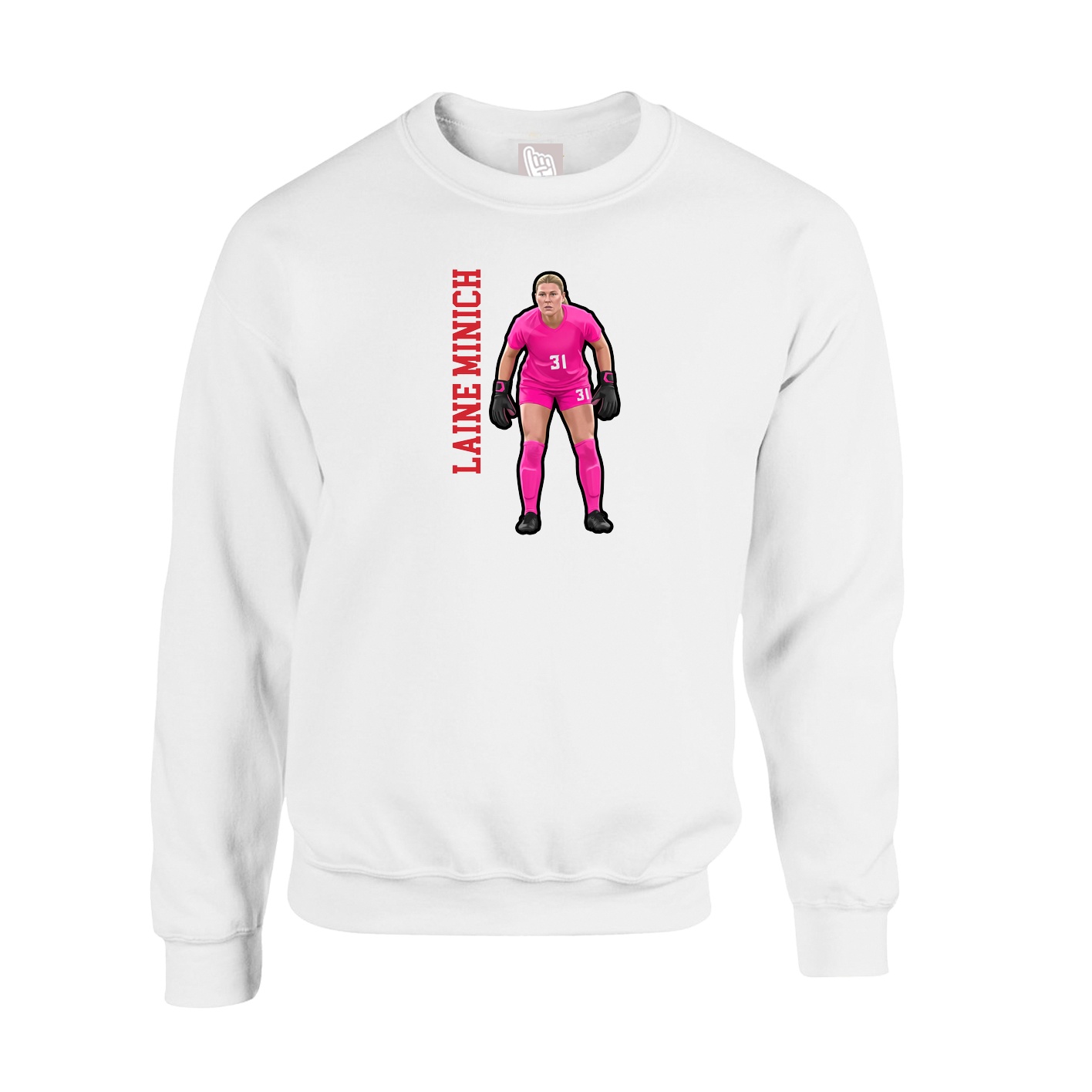 Fleece Crew — Name Vertical in White