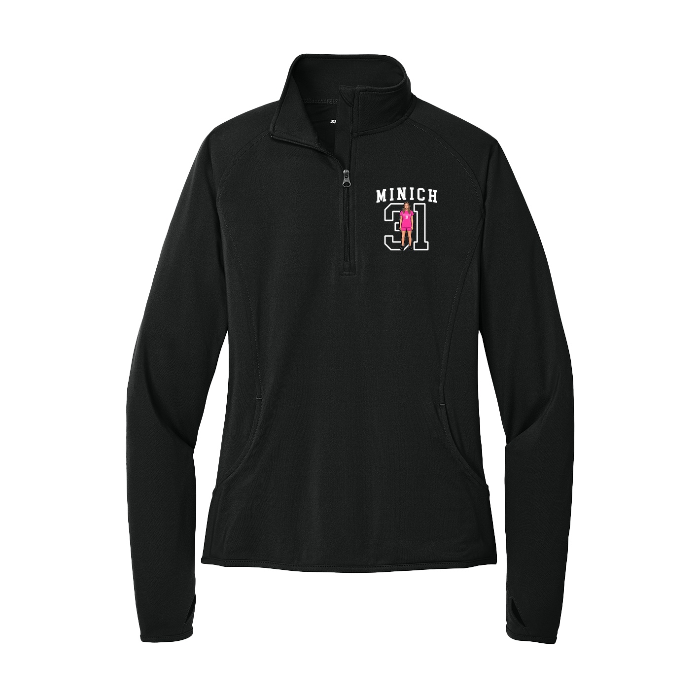 Women's Q-Zip Pullover — Shirsey in Black
