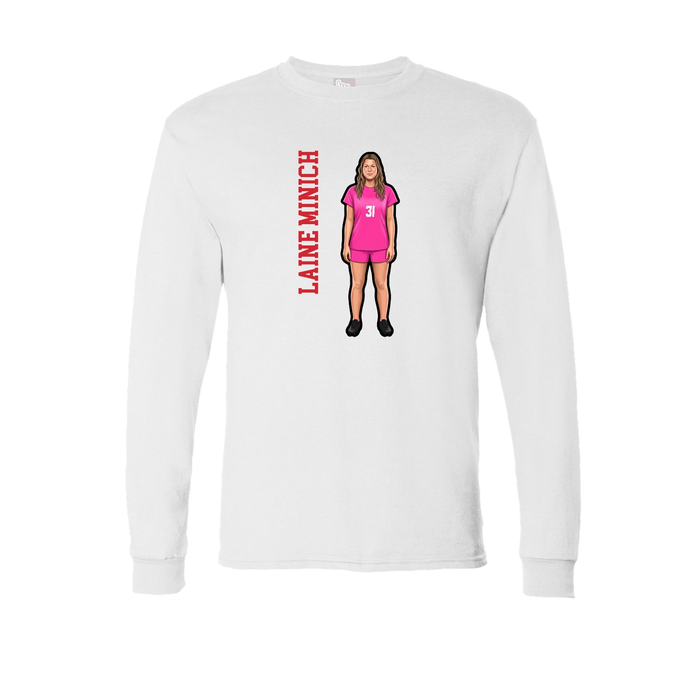 Long Sleeve Tee — Name Vertical in White
