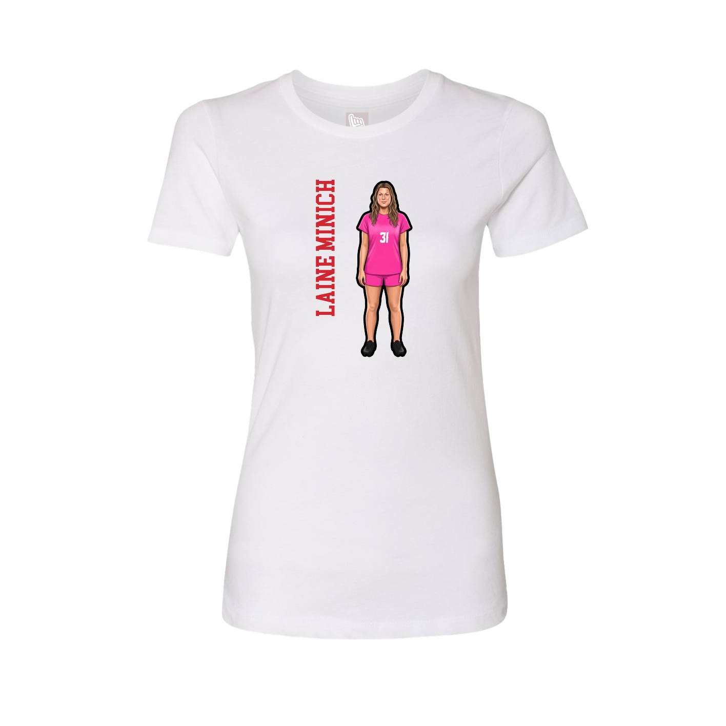 Womens Tee — Name Vertical in White