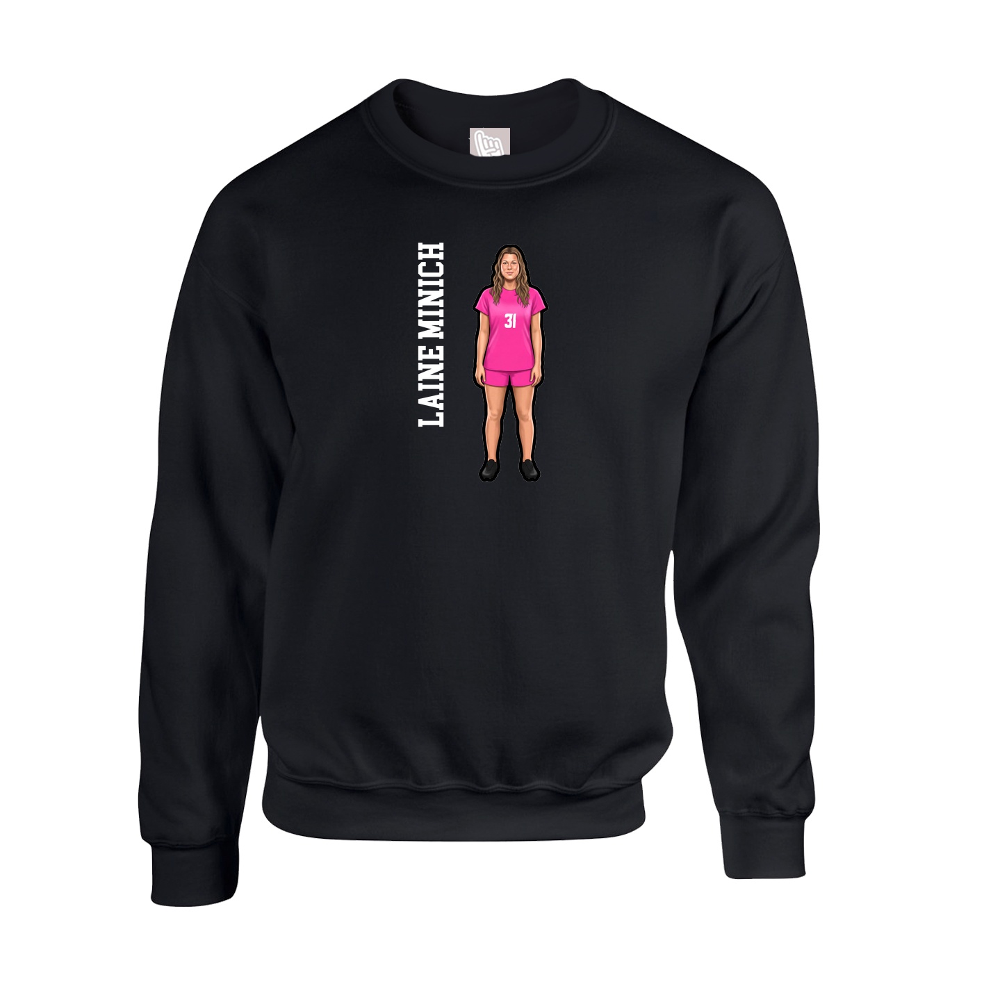 Fleece Crew — Name Vertical in Black