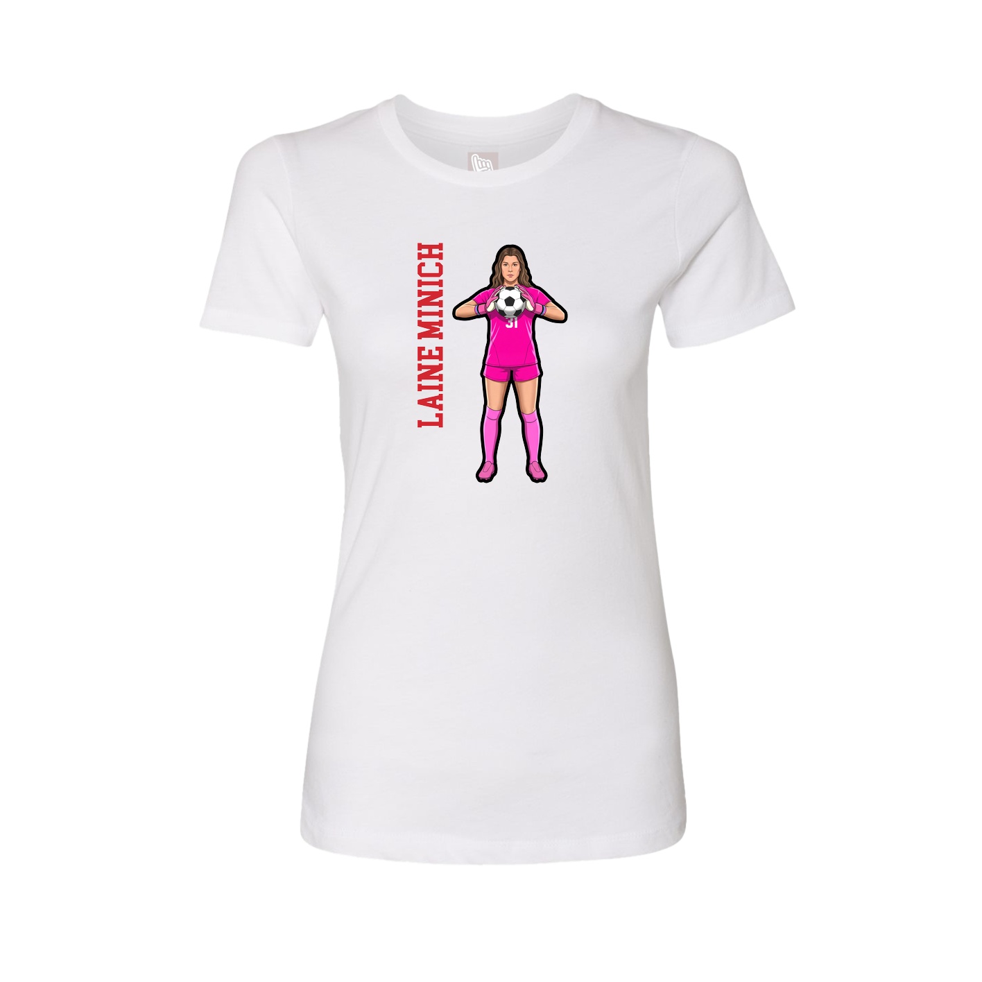 Womens Tee — Name Vertical in White