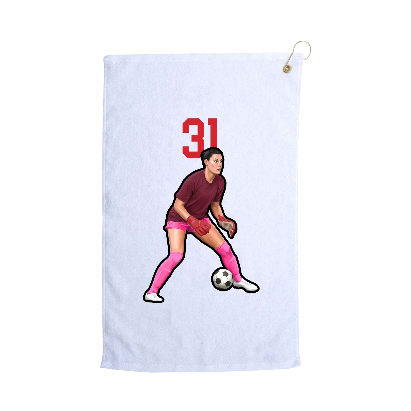 Golf Towel — Number Top in White