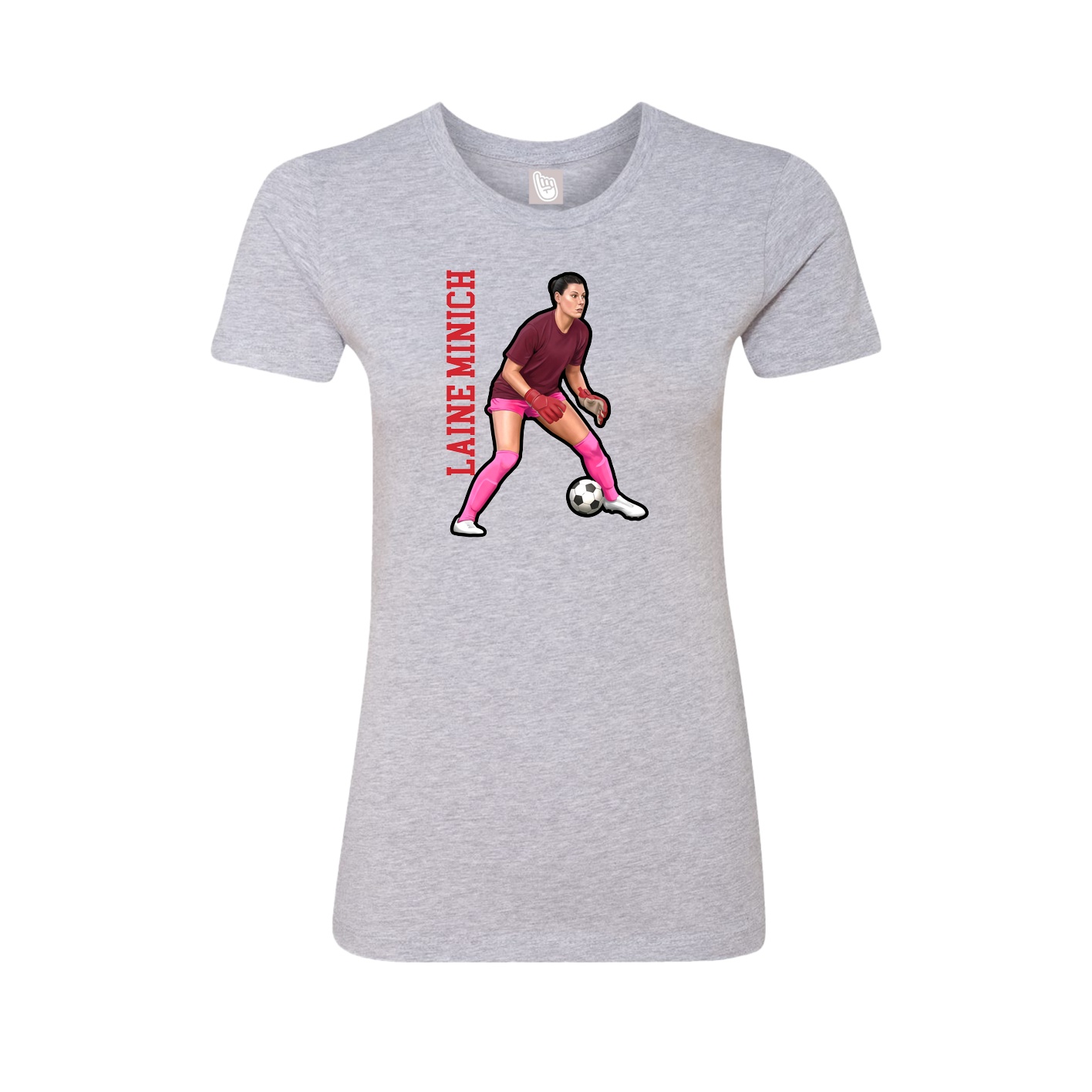 Fitted Women's Tee — Name Vertical in Grey