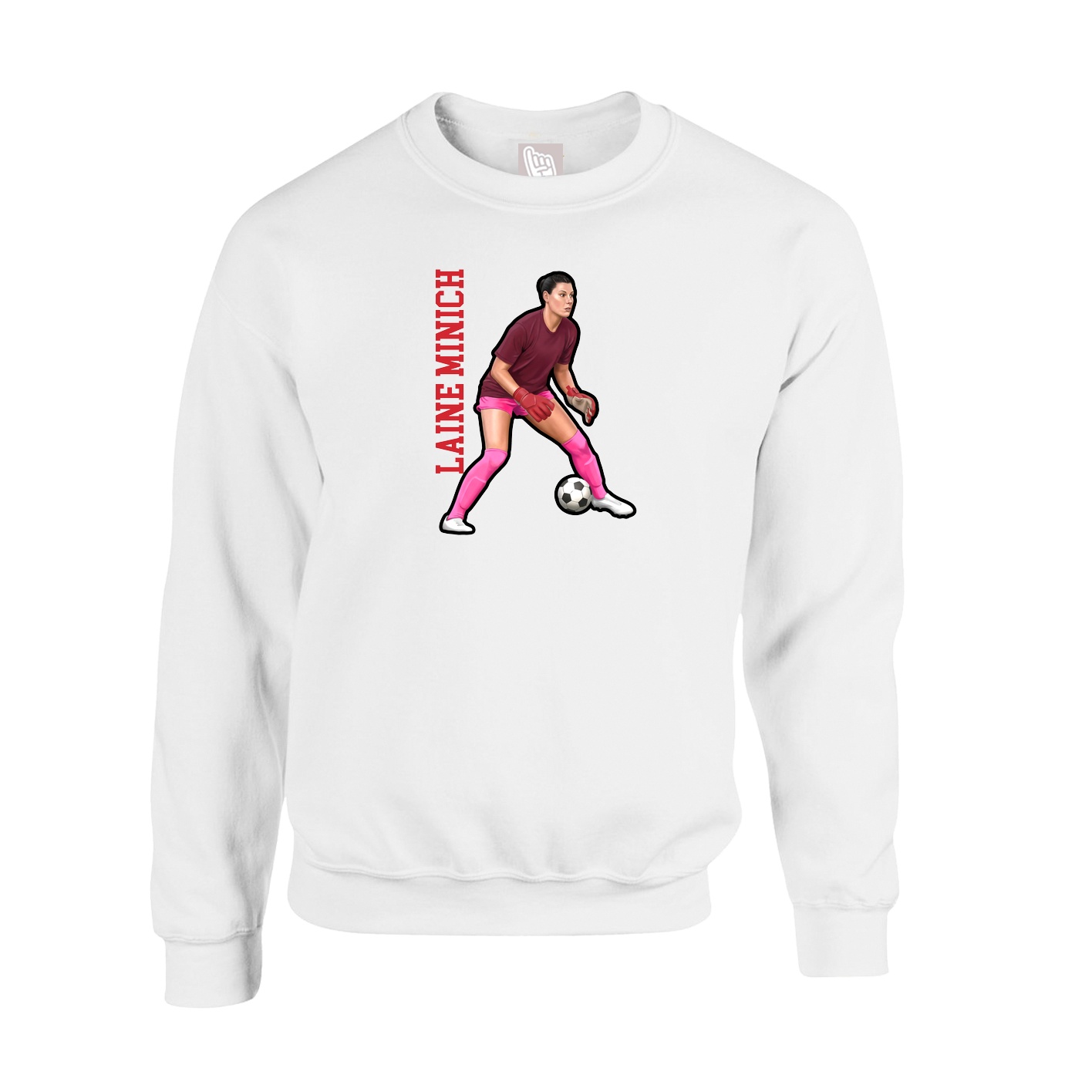 Fleece Crew — Name Vertical in White