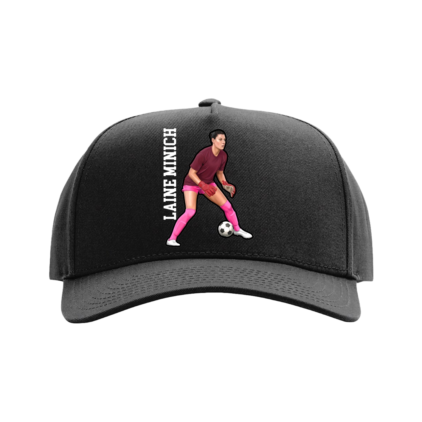 Full Fabric Five-Panel Champ Cap — Name Vertical in Black