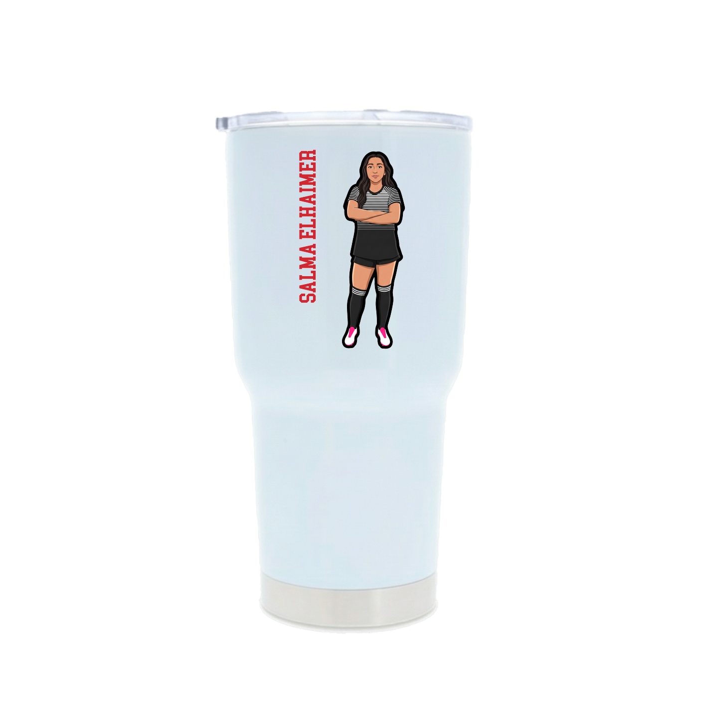 30oz Stainless Steel Tumbler — Name Vertical in White