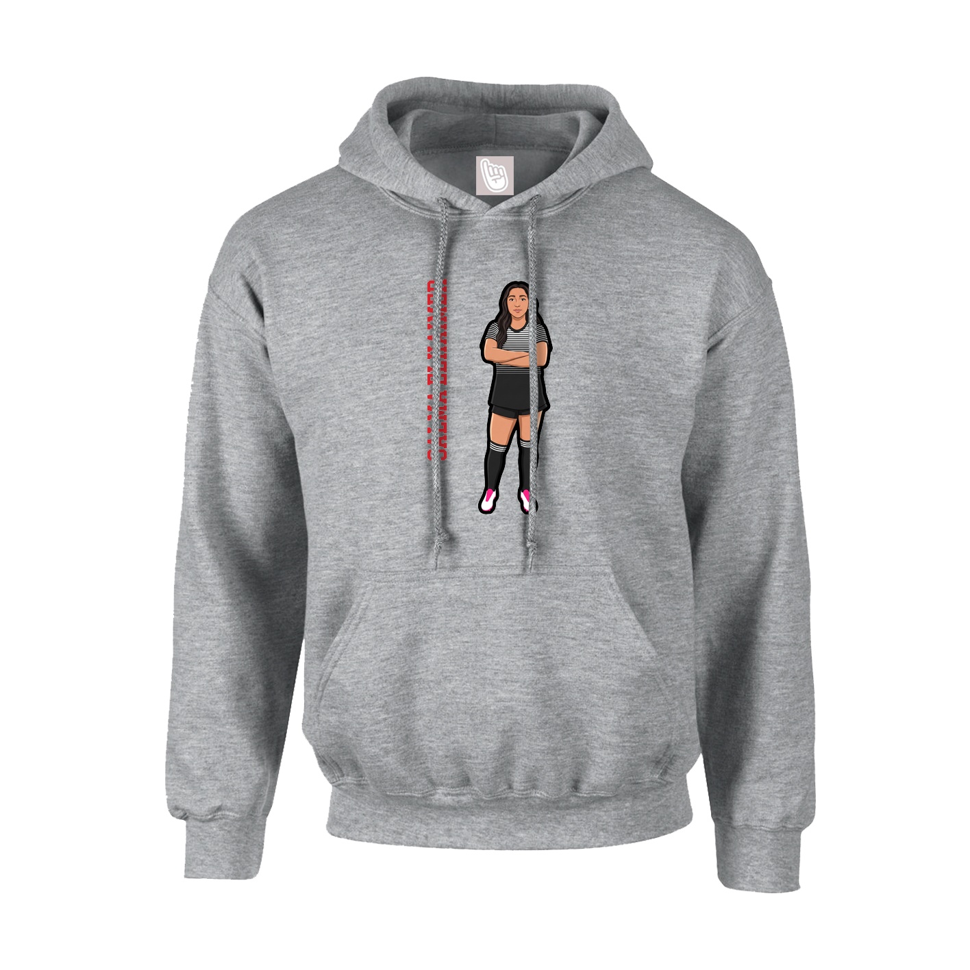 Hoodie — Name Vertical in Grey